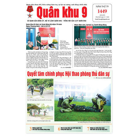 Báo Quân khu 9 số 1449, phát hành ngày 21/7/2026