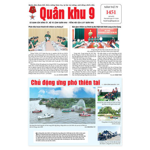 Số báo in Quân khu 9 1451, ra ngày 07/8/2026