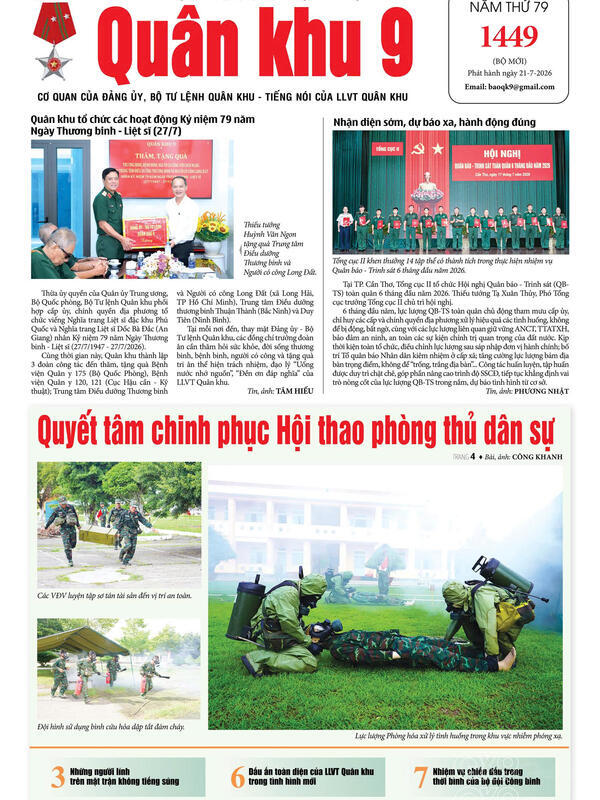 Báo Quân khu 9 số 1449, phát hành ngày 21/7/2026