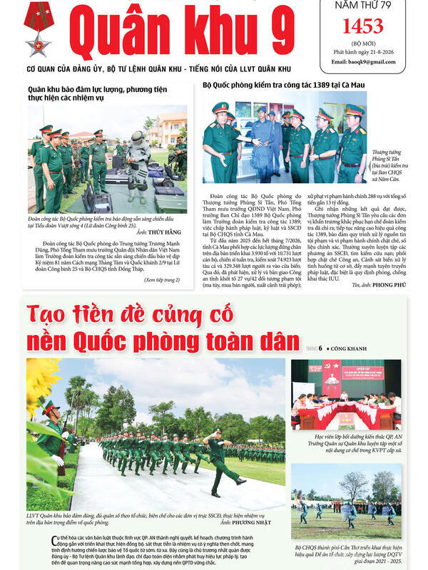 Báo Quân khu 9 số 1453 ra ngày 21/8